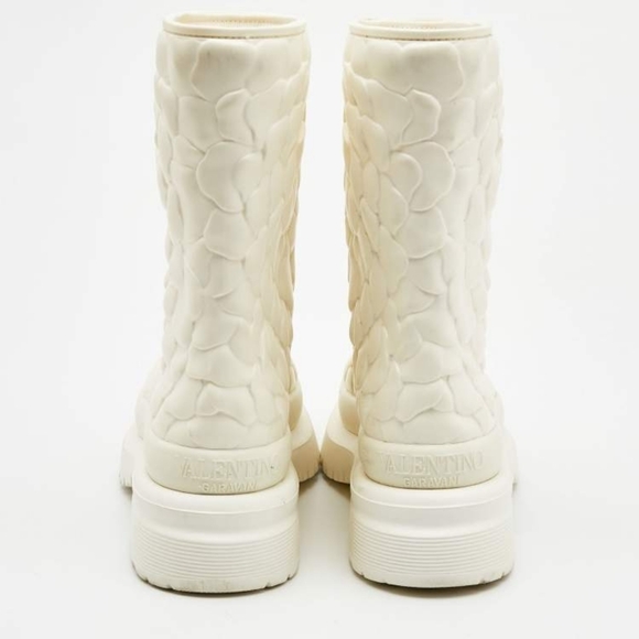 VALENTINO GARAVANI Atelier Rose Textured Rain Boots White EU 37 US 7 Org $770 - Picture 4 of 15